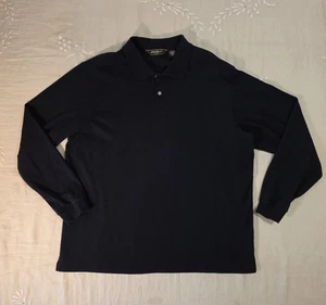 Eddie Bauer Polo Shirt Mens XXL Navy Blue Long Sleeve Collared Cotton Casual - Picture 1 of 15
