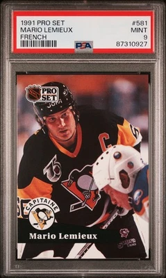 1991 Pro Set #581 Mario Lemieux French PSA 9 - Image 1 of 2
