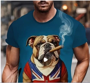 patriotische Churchil Zigarre britische Bulldogge T-Shirt - Bild 1 von 2