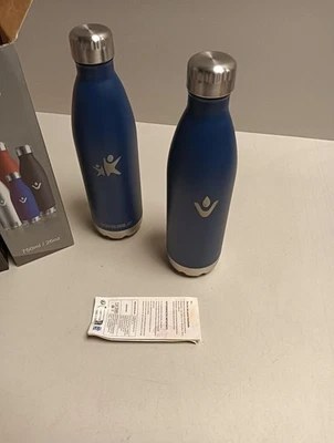 2 Stück 750-ml-Thermosflasche, Edelstahl-Trinkflasche, BPA-frei, Blau - Bild 1 von 3