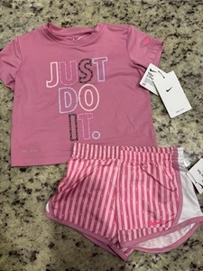 Nike Little Girls Pink Short Outfit Set NEW Size 6x Dri Fit - Picture 1 of 1