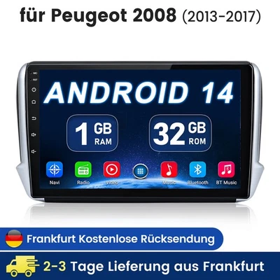 32G Per Peugeot 208 2008 2012-2018 10.1" Android 14.0 Autoradio GPS Navi BT WIFI
