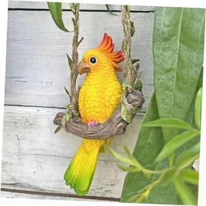 Harz Papagei Schaukel Figur Ornamente, hängende Gartendeko, Outdoor hängend - Bild 1 von 7