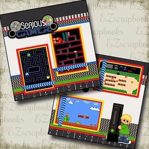 SERIOUS GAMER BOY - 2 Premade Scrapbook Pages - EZ Layout 151 - Picture 1 of 4