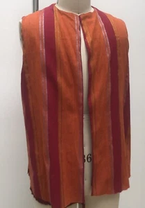 Medium Red Gold Striped Xmas Magi Genie Aladdin Vest Costume, Unfinished Hem - Picture 1 of 8