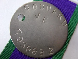 GSM Palestine 1945-48 clasp relic 4/7 Dragoons dogtag only - GODDARD 7938892 - Picture 1 of 1