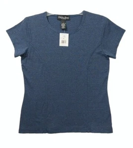 Wrangler Top Short Sleeve Round Neck Stretch Blue Womens L - Picture 1 of 6