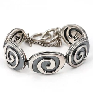 Retired Silpada Bold Oxidized Sterling Wide Spiral Swirl Link Bracelet B1867 55g - Picture 1 of 7