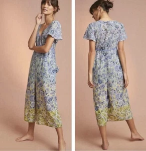 Mono para dormir Anthropologie Romerio XS de una pieza floral salón ligero - Imagen 1 de 10