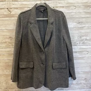 Blazer Talbots Mujer 20W Chaqueta Gris Mezcla Lana Fieltro Tejido Ligero Borde Crudo - Imagen 1 de 9