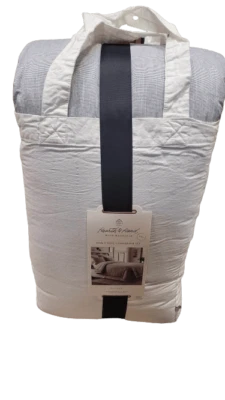 Hand and Hearth - 3PC King Microstripe Comforter & Sham Set Railroad Gray - Image 1 of 3