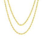 Collier chaîne de corde en or jaune 10 carats 4 mm taille diamant homme femme 16"- 30"