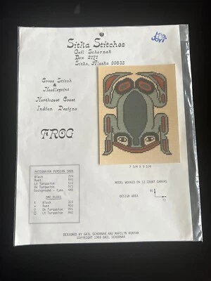 Cross Stitch Needlepoint Native American Frog pattern - Image 1 of 2