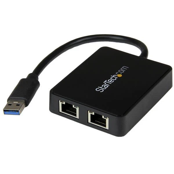 StarTech USB 3.0 Dual Port Gigabit Ethernet Adapter NIC with USB Port - Black... - Image 1 of 1