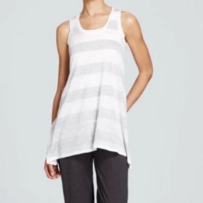 Camiseta sin mangas EILEEN FISHER túnica de lino cuello redondo espalda deportiva fluida boho talla pequeña Foto 1 de 4