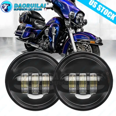 4.5" LED Fog Passing Lights For Harley Davidson Road King Street Glide FLHR FLHX - Image 1 of 4