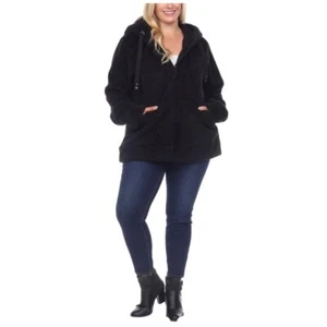 NWT White Mark Plus Size Womens Sherpa Hooded Fleece Jacket 1XL - Picture 1 of 5