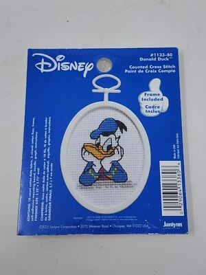 DISNEY JANLYNN DONALD DUCK COUNTED CROSS STITCH KIT W/FRAME #1133-80 -NEW/SEALED - Image 1 of 3