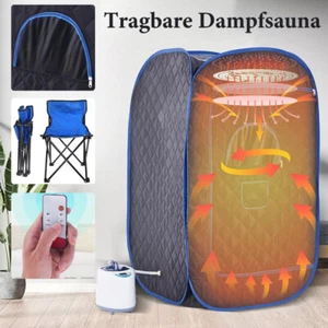 Mobile Dampfsauna Heimsauna Wärmekabine Faltbare Sauna Sitzsauna mit Klappstuhl - Bild 1 von 13
