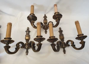 3 x schwere massive hochwertige Messing-Wandleuchten / Wandlampen Doppelkerze - Bild 1 von 4