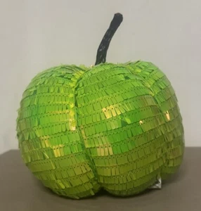 Halloween Lime Green Sequin Pumpkin Tabletop Decor, 6.5 New - Picture 1 of 6