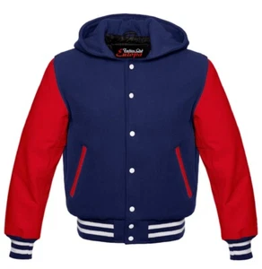 Chaqueta de béisbol universitaria de lana Letterman mangas de cuero - Imagen 1 de 3