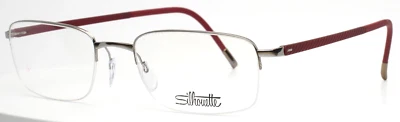 Gafas SILHOUETTE 5559 75 7110 plateadas rectangulares de media montura para hombre 52-19-140 B:32 Foto 1 de 4