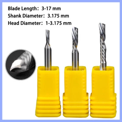 Solid Carbide Single Flute left Spiral Router Bit End Mill For ABS Plastic CNC - Image 1 of 4