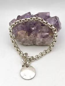 Silpada Sterling Silver Rolo Link Circle Tag Charm Toggle Bracelet - Picture 1 of 4