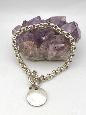 Silpada Sterling Silver Rolo Link Circle Tag Charm Toggle Bracelet - Image 1 of 4