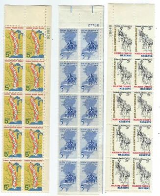 Lot 3 Five Cent Stamp Block Great River Road New Jersey Tercentenary Marine Corp - Image 1 of 4