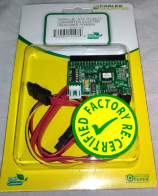 Cables Unlimited PATA TO Serial ATA SATA Interface HDD DVD Adapter Converter NIB - Image 1 of 2