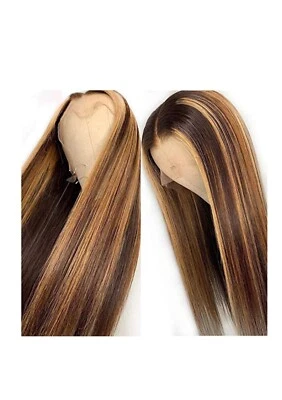 100%human virgin hair 4/27highlight straight 180 density 24”10A grade 13x4 lace - Image 1 of 3
