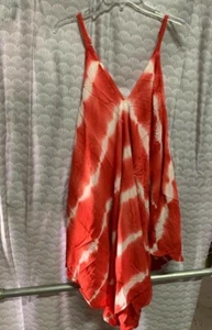 Women Summer Tie-dye strap Sleeve V Neck hankerchief Loose Beach Casual Sundress - Picture 1 of 1