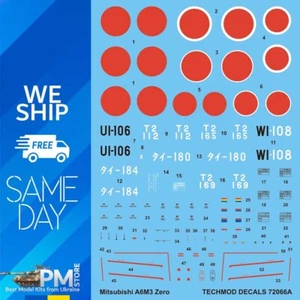 Techmod 72066 1/72 Mitsubishi A6M3 Zero Mod.22-321 943-44 Flugzeug Wet Decal WW2 - Bild 1 von 7