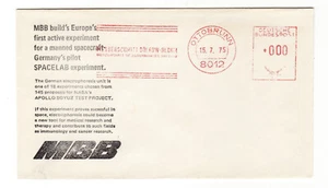 Apollo Soyuz Support Germany's MBB Experiments Ottobrunn pmk Cover - Picture 1 of 1