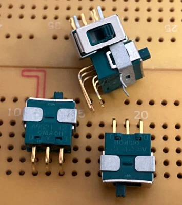 DPDT Slide Switch On-On Miniature Right Angle PCB Gold Omron A9S21 Multi Qty - Image 1 of 4