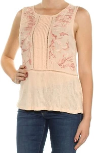 Lucky Brand Damen Größe S rosa bestickt Leiterbesatz Top ärmellos Rundhalsausschnitt - Bild 1 von 10