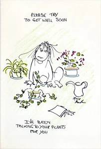 Divertida tarjeta vintage GET WELL, plantas parlantes — The Forers Crocus de Nancy Donohue - Imagen 1 de 6