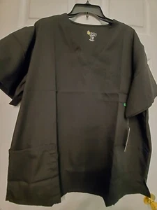 Neu mit Etikett - Zitrone Scrub Top Größe 2X - schwarz klassisch V-Ausschnitt 3 Taschen - Brustumfang 27,5"/L 30" - Bild 1 von 4
