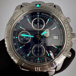 TAG HEUER LINK CT2110 Auto Chronograph 42mm 15.5cm 6.1in Navy Dial Date - Picture 1 of 19