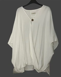 Tusso Ivory Batwing Casual Oversized Overtop Blouse Size 2 - Picture 1 of 7