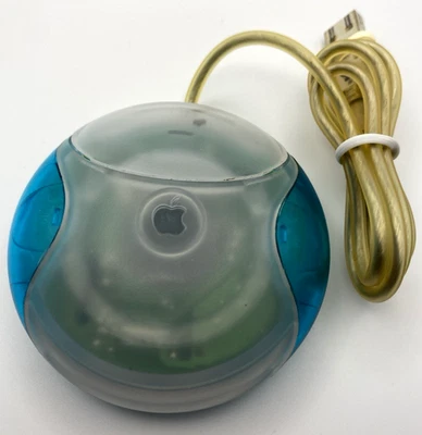 Apple M4848 Bondi Blue/Teal iMac Hockey Puck USB Wired Mouse Tested/Works - Image 1 of 4