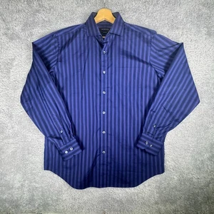 Bugatchi Shirt Mens Medium Blue Striped Classic Fit Button Up Long Sleeve - Picture 1 of 8