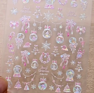 Pegatinas arte en uñas ¡¡NUEVAS!!  HERMOSAS DECORACIONES NAVIDAD ROSA NACARADO ITUTU-243 - Imagen 1 de 1