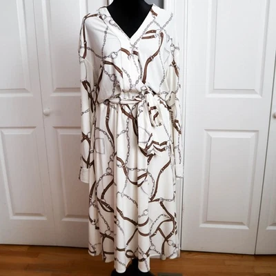 Lauren Ralph Lauren Jersey Knit Midi Wrap Dress Sz L Equestrian LRL Old Money - Image 1 of 4