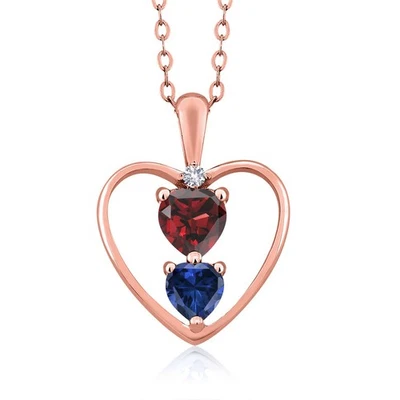 Покрытый розовым золотом 18 карат серебряный гранат сапфир и белый сапфир - Изображение 1 из 3