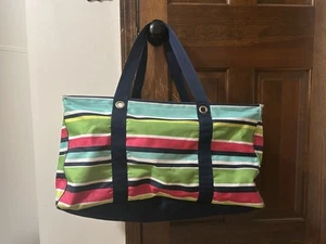 Thirty-One Utility Tragetasche gebraucht mehrfarbig gestreift Handarbeit Aufbewahrung - Bild 1 von 6