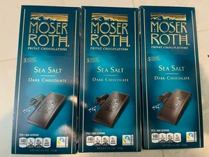 **NUEVO** BARRA DE CARAMELO MOSER ROTH PREMIUM CHOCOLATE SAL MARINA OSCURA 4,4 OZ - PAQUETE DE 3 - Imagen 1 de 2