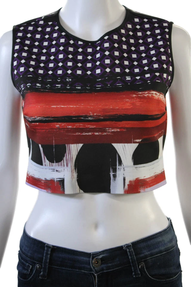 Camiseta sin mangas recortada con estampado geométrico Clover Canyon para mujer multicolor talla mediana Foto 1 de 4